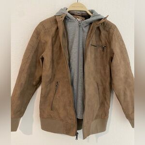 First Wave Brown Jacket with Gray Hoodie
